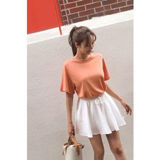 Drawcord-waist Linen Blend Mini Skort