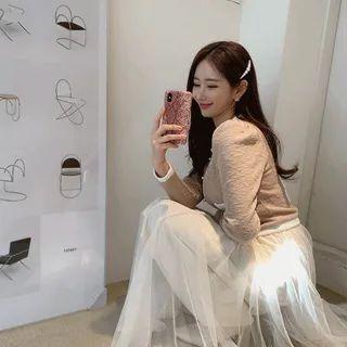 Set: Contrast-trim Cardigan + Spaghetti-strap Tulle Dress
