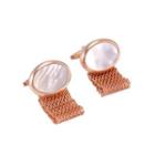 Fashionable And Elegant Rose Gold Plated Oval Fringe Mother Of Pearl Cufflinks Rose Gold - One Size