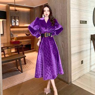 Long-sleeve Velvet Midi Coat Dress