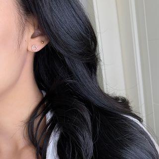 Alloy Hoop Earring / Faux Pearl Rhinestone Hoop Earring