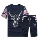 Set: Deer Print Short-sleeve T-shirt + Shorts
