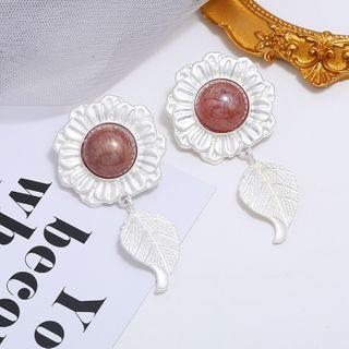 Bead Alloy Flower & Leaf Dangle Earring