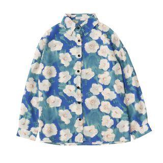 Floral Shirt White Flowers - Blue - One Size