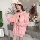Letter Patch Boxy Hoodie