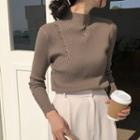 Button-up Mock-neck Sweater