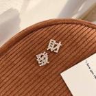 Rhinestone Chinese Character Ear Stud 1 Pair - 925 Silver - Gold - One Size