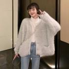Long-sleeve V-neck Furry Jacket