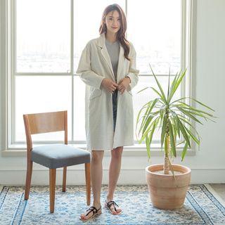 Lapelled Long Cotton Blazer