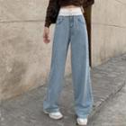 High-waist Two-tone Wide Leg Jeans