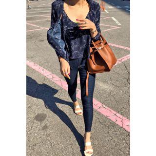 Set: Printed Chiffon Jacket + Sleeveless Top