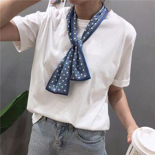 Plain Short-sleeve T-shirt With Neck Scarf