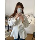 Long-sleeve Button-up Top Off-white - One Size