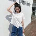 Short-sleeve Crew-neck Asymmetrical T-shirt