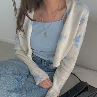 Long Sleeve Tie-dyed Crop Cardigan