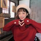 Turtleneck Heart Embroidery Sweater