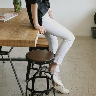 Band-waist Fringed Slim-fit Pants