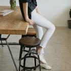 Band-waist Fringed Slim-fit Pants