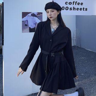 Asymmetrical Buckled Mini Blazer Dress