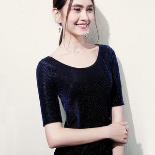 Short-sleeve Glitter Dance Top