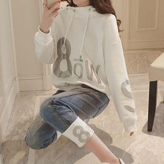 Set: Lettering Hoodie + Cropped Straight-cut Jeans