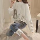 Set: Lettering Hoodie + Cropped Straight-cut Jeans