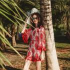3/4-sleeve Tasseled Trim Playsuit