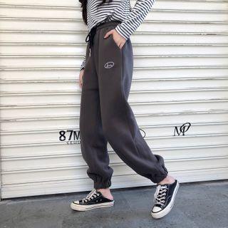 High-waist Fleece Gathered Cuff Sweatpants