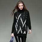 Chevron Loose-fit Long Sweater