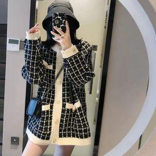 Two-tone Plaid Cardigan