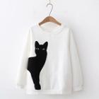 Cat Appliqued Sweatshirt