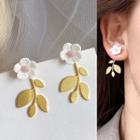 Flower Ear Stud 1 Pair - Gold & White - One Size