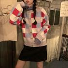 Striped Buttoned Knit Cardigan As Shown In Figure - One Size