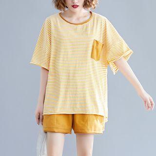Set : Striped Short-sleeve T Shirt + Shorts