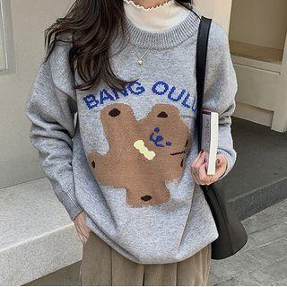 Lettering Bear Knit Top