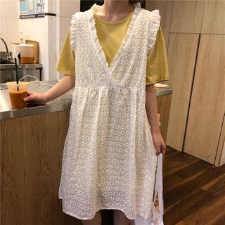 Pointelle Sleeveless A-line Dress / Short-sleeve T-shirt
