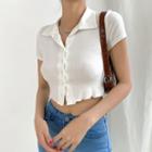 Short-sleeved Knit Crop Top