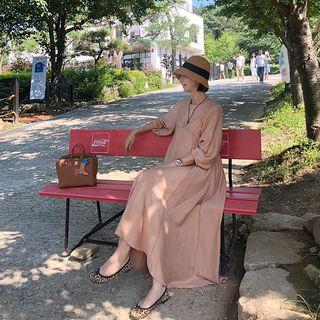 Bishop-sleeve Long Empire Dress