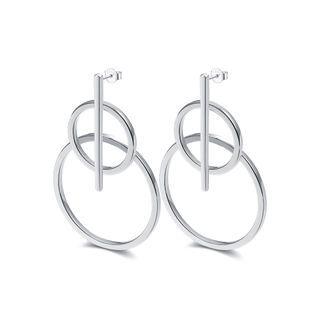 Simple Fashion Geometric Circle Earrings Silver - One Size