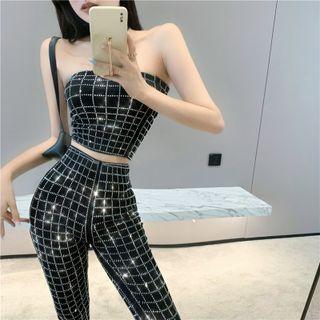 Rhinestone Tube Top / Skinny Pants