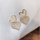 925 Sterling Silver Heart Ear Stud 1 Pair - S925 Silver Needle - Earring - Love Heart - Gold - One Size