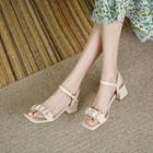 Flower Chunky Heel Sandals