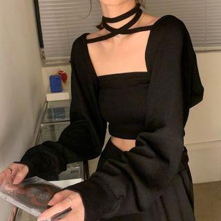 Set: Plain Tube Top + Halter-neck Shrug
