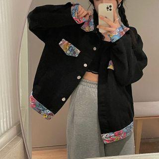 Floral Trim Denim Jacket