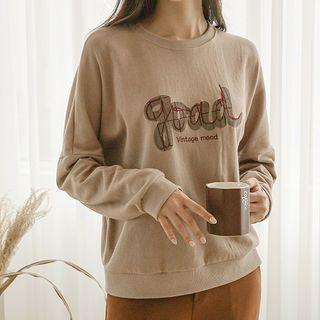 Good Embroidered Plaid-trim Sweatshirt