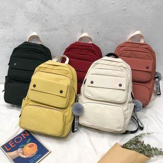 Furry Ball Accent Lightweight Backpack