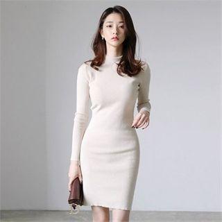 Mock-neck Midi Bodycon Knit Dress