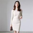 Mock-neck Midi Bodycon Knit Dress