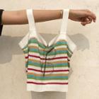 Striped Knitted Camisole Top Stripe - Multicolor - One Size