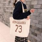 Lettering Canvas Tote Bag Number - 73 - White - One Size